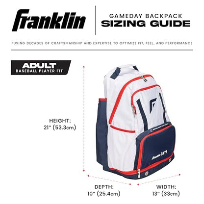 Franklin Sports MLB Gameday Baseball + Softball Backpack – Adult +Youth Equipment + Bat Bag – Stores Batting Gloves, Helmet, Cleats + More - Waterproof Premium Batpack