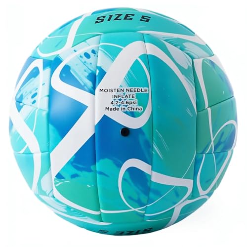 Official Size 5 Volleyball, Soft Touch Waterproof PU Leather Cover & Reinforced Rubber Bladder - for Indoor, Outdoor, Pool, Beach - Includes Air Pump & Inflation Needle