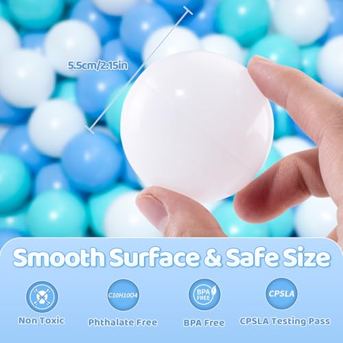 MoonxHome Ball Pit Balls for Toddlers, BPA Free Crush Proof Plastic Toy Balls for Ball Pit, Children's Pool Water Toys, Macaron Ocean Balls for Play Tent 2.15 Inch Pack of 100 200 500 800 1000 - color: M-green&blue