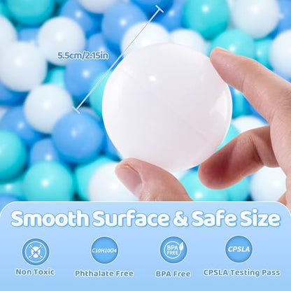 MoonxHome Ball Pit Balls for Toddlers, BPA Free Crush Proof Plastic Toy Balls for Ball Pit, Children's Pool Water Toys, Macaron Ocean Balls for Play Tent 2.15 Inch Pack of 100 200 500 800 1000 - color: M-green&blue