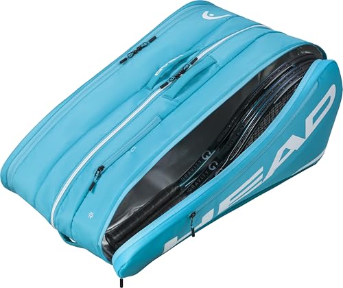 HEAD Tour Racquet Bag XL (12R) Tennis Bag - Holds Up to 12 Racquets, CCT+ Climate Control Technology, 3 Main Compartments, Shoe Pocket & Backpack Carry System - color: Blue