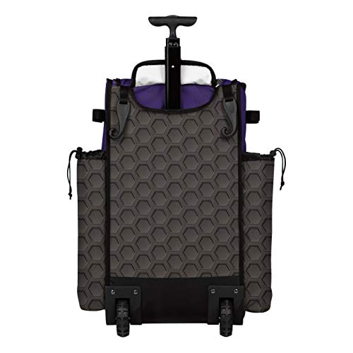 Boombah Rolling Superpack 2.0 3DHC Baseball/Softball Gear Bag - 23-1/2" x 13-1/2" x 9-1/2" - Multiple Colors - Telescopic Handle and Holds 4 Bats - Wheeled Version - color: Dark Charcoal/Purple