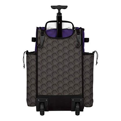 Boombah Rolling Superpack 2.0 3DHC Baseball/Softball Gear Bag - 23-1/2" x 13-1/2" x 9-1/2" - Multiple Colors - Telescopic Handle and Holds 4 Bats - Wheeled Version - color: Dark Charcoal/Purple