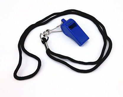 yueton Plastic Coach Whistles with Lanyard, Pack of 6 - color: Blue