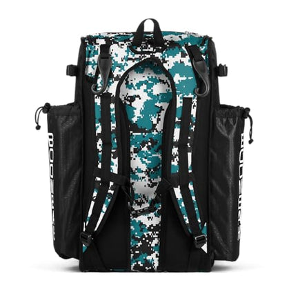Boombah Superpack Bat Pack - Backpack Version (no wheels) - Holds 4 Bats - Camo Series - Multiple Color Options - color: Black/Teal