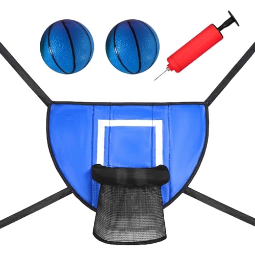 2 Pieces Basketball Hoop Trampoline Basketball Backboard Soft Waterproof Material Breakaway Rim Mini Pump Suitable for Kids Outdoor Exercise Family