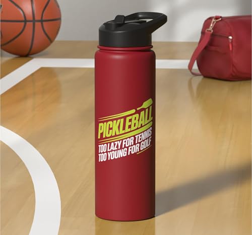 Pickleball Player Too Lazy For Tennis Too Young For Golf Stainless Steel Insulated Water Bottle - color: Red