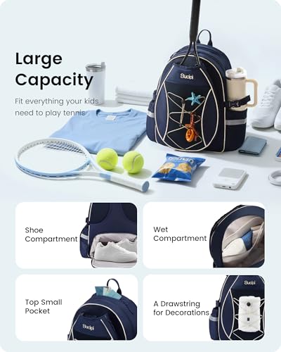 Tennis Bag for Kids, Professional Youth Tennis Bag Backpack, Tennis Racket Bags for Women, Tennis Gifts for Boys Girls