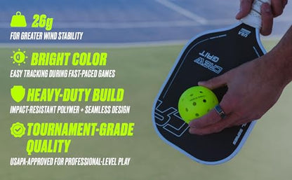 Pickleball Balls - USAPA-Approved Outdoor Balls With Witty Text, Perfect Pickleball Gift, Tournament-Grade Bounce, Wind-Resistant ( 26g Each)