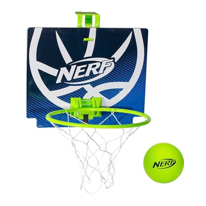 Nerf Mini Over the Door Basketball Hoop - Nerfoop Indoor Basketball Hoop for Kids - Toy Door Basketball Hoop + Mini Foam Basketball Game Set - Perfect for Bedroom Indoor Basketball - Green