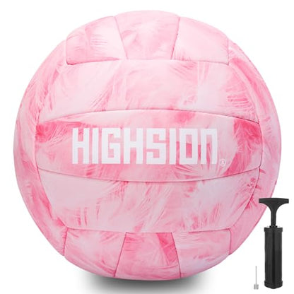 Soft Touch PU Leather Volleyball Official Size 5 Thickened Durable Indoor Outdoor Waterproof Volleyball for Teen Girls Kids Team Beginners Beach, Pool, Gym Training & Games(Deflated,With Pump)