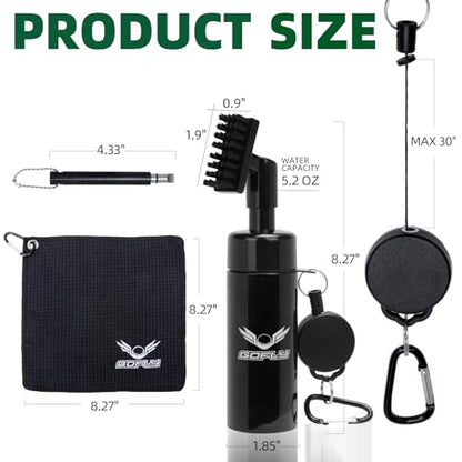 Gofly Golf Club Cleaning Kit, Golf Club Brush & Golf Groove Sharpener & Absorbent Golf Towel, Leak-proof Stretchable Press-Spray Golf Club Cleaner, Golf Gifts for Men, Essential Accessories for Golfer