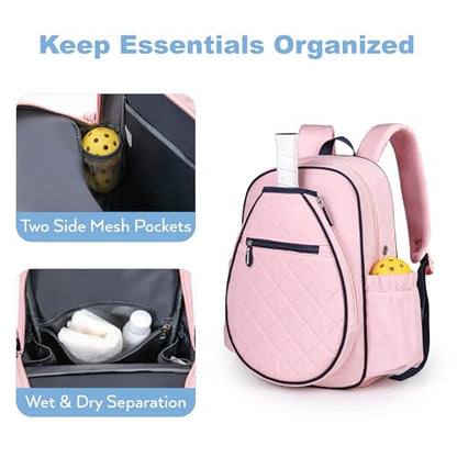 KAVIGOR Pickleball Bag, Quilted Pickleball Backpack with Shoe Compartment & Waterproof Pocket, Pickle Ball Paddle Bag Fits 2 to 4 Paddles for Women and Men