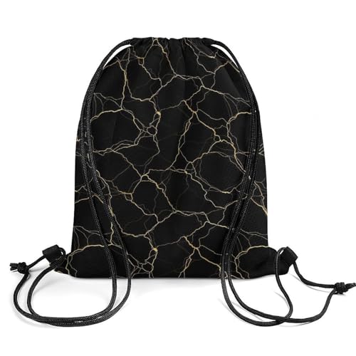 Sports Drawstring Sackpack Lightweight Backpack Waterproof for Training Gym Yoga Beach Men Women String Bag, Gold Black Marble Bags - color: Picture (356)