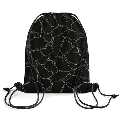 Sports Drawstring Sackpack Lightweight Backpack Waterproof for Training Gym Yoga Beach Men Women String Bag, Gold Black Marble Bags - color: Picture (356)