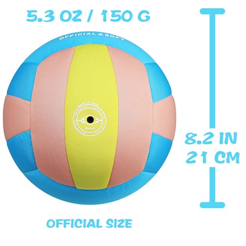EVZOM Soft Indoor Volleyball - Super Soft Fabric Safe and Silent Volleyball for Girls Boys Kids Youth Beginners,Light Volleyballs for Inside House and Yard Tranining