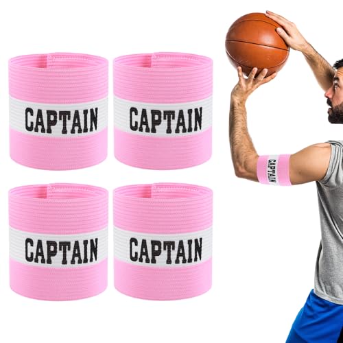 4Pcs Captain Armbands, Captain Arm Bands, Black Adjustable Soccer Captains Armband, Football Rugby Basketball Player Band for Adult Youth Soccer Volleyball Team - color: Pink