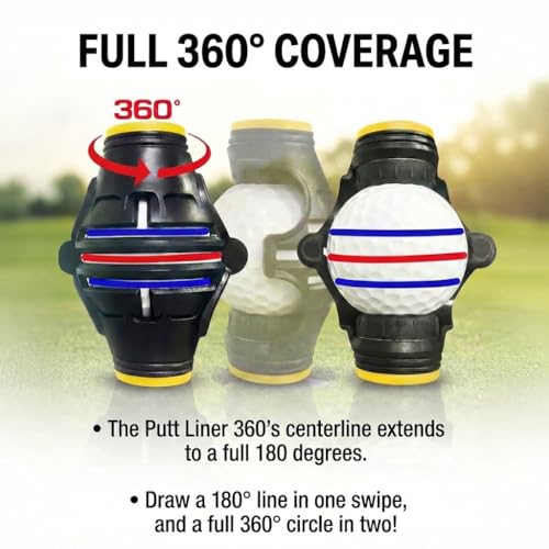Putt Liner 360 Golf Ball Marker | 360 Degree Line Drawing Alignment Accessory Tool Identification Multicolor Triple Line Golf Gift Premium Quality - style: Black & Blue