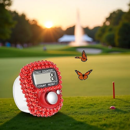 Electronic Finger Tally Counter Clicker Counter,Portable Digital Display Tally Counter,Convenient Resettable Mini Lap Counter for Golf Goods Counting Accessories,Track and Field Lap Counters - color: Red