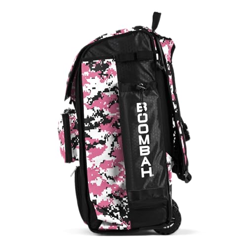 Boombah Catchers Superpack Hybrid Rolling Digital Camo Bat Bag - Multiple Colors - Wheeled & Backpack Version - color: Black/Pink