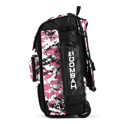 Boombah Catchers Superpack Hybrid Rolling Digital Camo Bat Bag - Multiple Colors - Wheeled & Backpack Version - color: Black/Pink