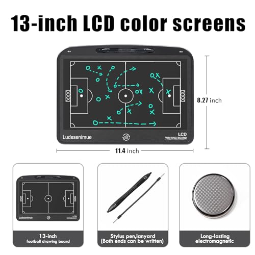 Electronic Soccer Coaching Board - 13.5 inch LCD Soccer Tactics Board with Stylus Pen, Soccer Coach Gifts, Training Equipment