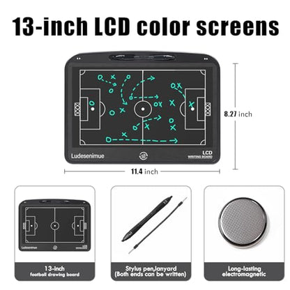 Electronic Soccer Coaching Board - 13.5 inch LCD Soccer Tactics Board with Stylus Pen, Soccer Coach Gifts, Training Equipment