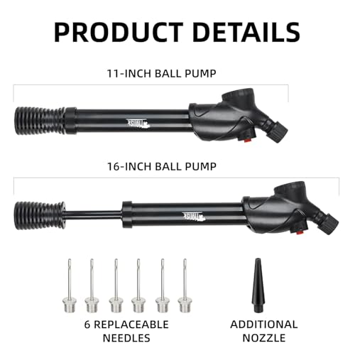 Tigrisk® Ball Pump with Pressure Gauge, Hand Air Inflation Pump with Needles and Nozzles for Basketball, Football, Soccer Ball, Volleyball and Other Inflatable Balls