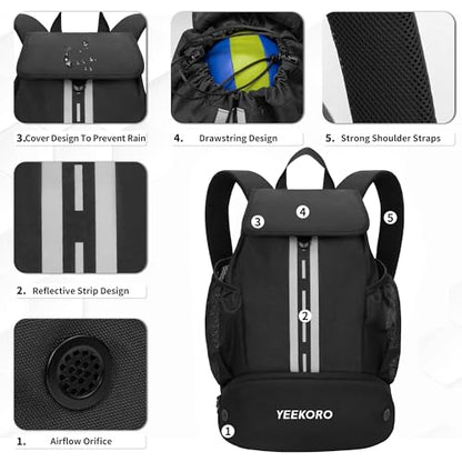 Soccer Backpack Multifunctional Sport Gym Bags with Dry-wet Separate & Shoe Compartment for Basketball Volleyball