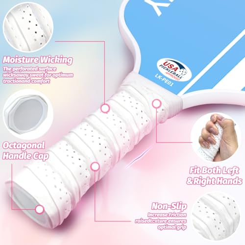 LEEKEY Pickleball Paddles Set of 2 - USAPA Approved Fiberglass Pickleball Racket, Racquet Made of Polypropylene Honeycomb Core,Lightweight Design Pickleball Paddles for Men Women Beginners