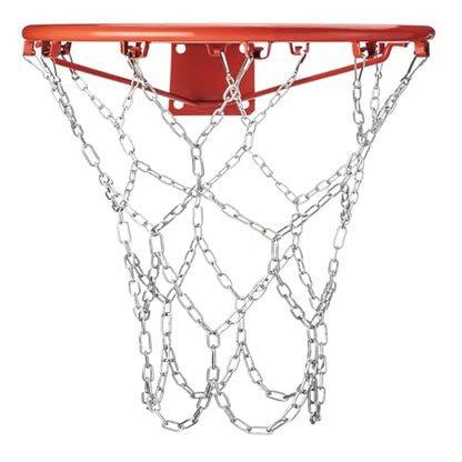 Chain Basketball Net Replacement - 21" Heavy Duty Rust Proof Galvanized Steel, All-Weather 12 Loops with Locking S-Hooks, Quick Installation for Standard Indoor/Outdoor Hoops
