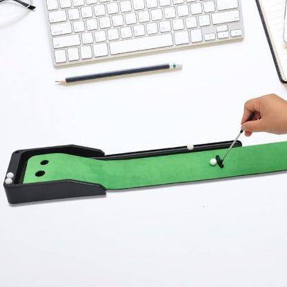 Club Putting Practice Set, Desktop Club Putter Trainer Automatic Return Tracks Rubber Base Practice Putting Green for Indoor Home Office Use