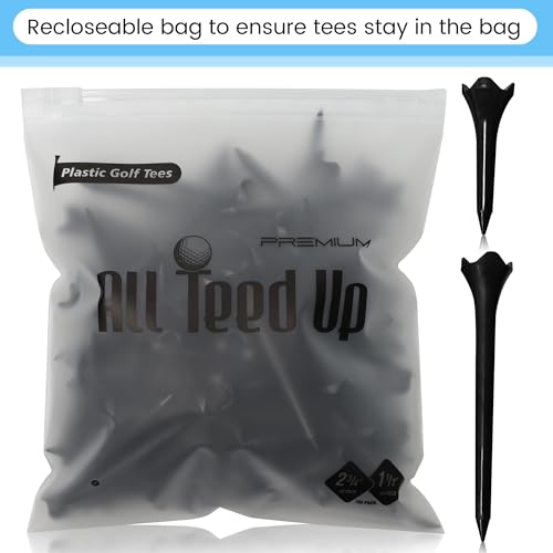 All Teed Up Premium Plastic Golf Tees - Black- 2.75 & 1.5 Inch Plastic Combo Pack - color: Black, style: 2.75/1.5 Inch Plastic