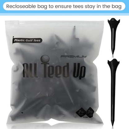All Teed Up Premium Plastic Golf Tees - Black- 2.75 & 1.5 Inch Plastic Combo Pack - color: Black, style: 2.75/1.5 Inch Plastic