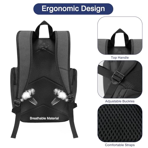 WOLT Basketball Bag Backpack with Separate Ball Compartment and Shoes Pocket, Gym Bags for Men, Large Sports Bag for Basketball, Soccer, Volleyball, Baseball - color: DarkGrey