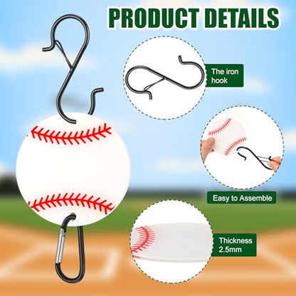 CroBlissful 6 Pcs Bag Hook for Fence Baseball Football Basketball Tennis Team Gifts Bag Clip Sports Backpack Buckle with Acrylic Board for Bat Water Bottle Player Lover Gifts - color: Baseball