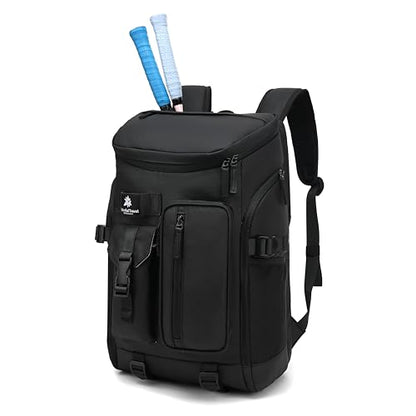 tennis mountain climbing travel backpack, independent shoe compartment for sports and fitness, waterproof 15.6-inch computer bag - color: Black