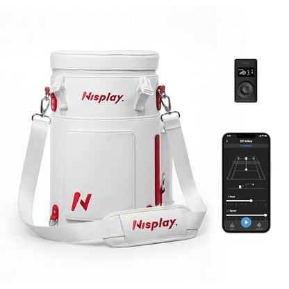 L1 Tennis Ball Machine, Ultra Light 6KG Backpack Design, Dual Control via APP & Remote, up to 50 Balls Capacity, 2–3 Hours Battery Life,Adjustable Speeds & Oscillating - color: white
