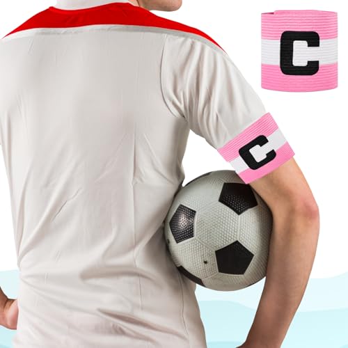 3 Pcs Pink Soccer Captain Armband, Adjustable Arm Bands for Soccer Captain, Nylon Team Sport Armband for Football Basketball, Elastic Protective Arm Badge Leader Armbands for Outdoor Team Sports