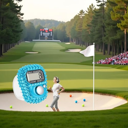Electronic Finger Tally Counter Clicker Counter,Portable Digital Display Tally Counter,Convenient Resettable Mini Lap Counter for Golf Goods Counting Accessories,Track and Field Lap Counters - color: Blue