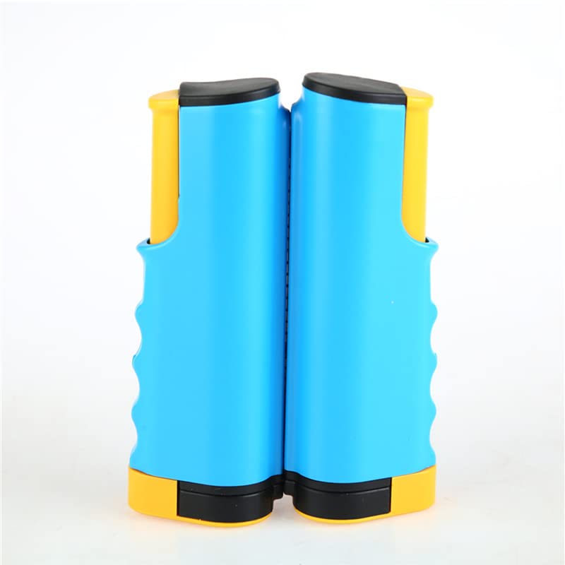 Retractable Table Tennis Net Rack with Safety Wavy Edge, Fashionable Portable Table Tennis Ball Net Rack for School and Gym, Essential Table Tennis Supplies - color: Blue Yellow