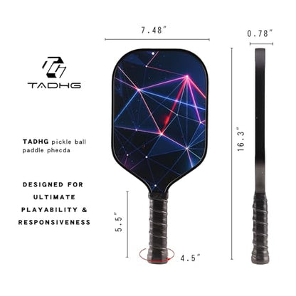 TADHG Pickleball Paddle Set 2 Lightweight 8.4oz Paddles with Honeycomb Core Spin-Friendly Surface 4 Balls - color: 01. Gradient purple