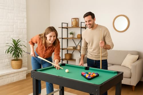 KICK Hexad 48" 6-in-1 Multi Game Table – Foosball, Billiards/Pool, Glide Hockey, Ping Pong, Mini-Shuffleboard & Mini-Bowling - color: Black