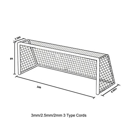 Aoneky Soccer Goal Net - 24 x 8 Ft - Full Size Football Goal Post Netting - NOT Include Posts - size: 24 x 8 ft - 0.08 in Cord
