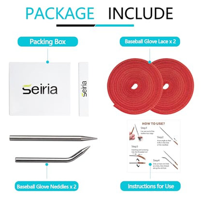 Baseball Glove Lace, Mitt Lace Repair Kit Softball 2 Leather Laces and 2 Lacing Needles for Catcher's Glove - color: Red