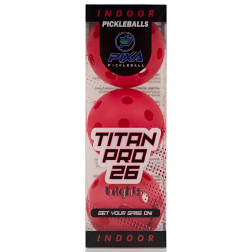 PIXA Titan Pro 26 Indoor Pickleball - USAPA Approved, Durable Indoor Pickleballs, Consistent Bounce, Smooth Flight, Ideal for Competitive Play- Packs of 3, 6, 12, 50 - color: Raspberry Red, size: 3 Pack