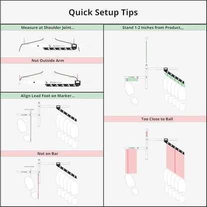 Golf Stance and Alignment Training Aid – Setup Left & Right Handed - Proper Ball Position & Foot Placement Golf Aids/Tool – Pro Perfect Wedge to Driver – Portable Alignment Stick Mat
