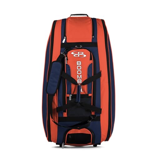 Boombah Beast Rolling Bat Bag - Multiple Color Options - Holds 8 Bats, Glove and Shoe Compartments - color: Navy/Orange_C23