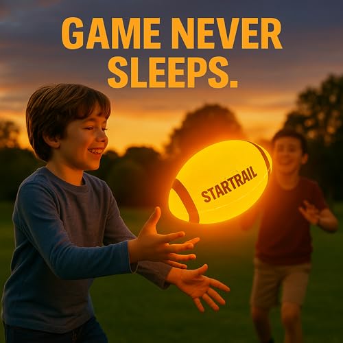 Glow in The Dark Football | Ultra-Bright Double LED Light-Up Football Size 6 with 3 Extra Batteries and Pump for Kids & Teens Ages 6+ | Outdoor Fun for Evening Play, Camping & Beach Games