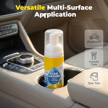 4-in-1 Multi-Enzyme Foam Spray Cleaner, Multipurpose Foam Cleaner for Car Interior Kitchen Bathroom Sofa, Lemon Fresh Scent, Deep Cleaning Spray for Leather Fabric (Foam Cleaner 1 Set)
